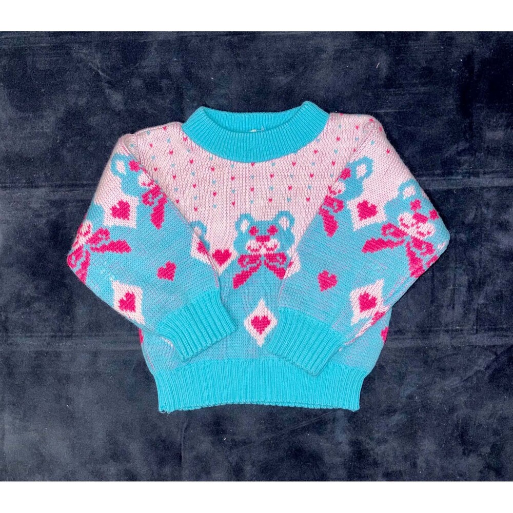 VTG 2T Early 90s Rainbow Connection Pink and Blue Sweater